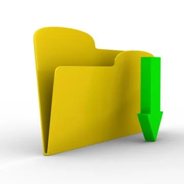 Yellow computer folder on white background. Isolated 3d image Stock Illustration