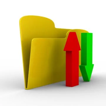 Yellow computer folder on white background. Isolated 3d image Stock Illustration