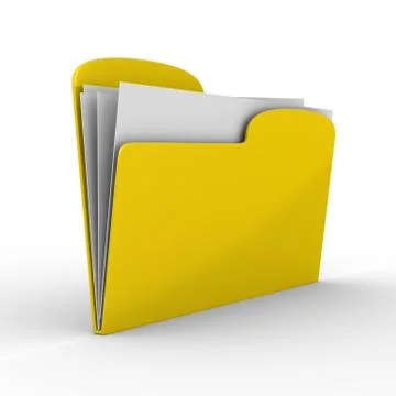 Yellow computer folder on white background. Isolated 3d image Stock Illustration