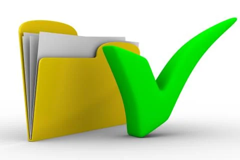 Yellow computer folder on white background. Isolated 3d image Stock Illustration