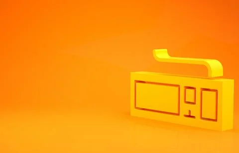 Yellow Computer keyboard icon isolated on orange background. PC component sig Stock-Illustration