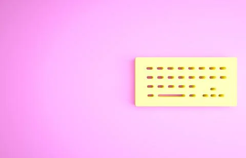 Yellow Computer keyboard icon isolated on pink background. PC component sign. Stock-Illustration