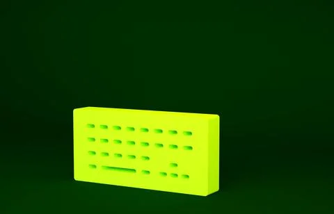 Yellow Computer keyboard icon isolated on green background. PC component sign Stock-Illustration