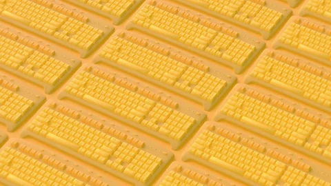 Yellow Computer Keyboard Pattern Background Loop 4K 動画素材 338182079