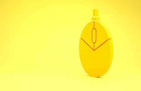 Yellow Computer mouse gaming icon isolated on yellow background. Optical with Stock Illustration