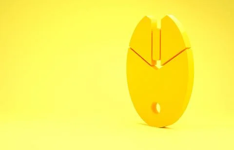 Yellow Computer mouse gaming icon isolated on yellow background. Optical with Stock Illustration