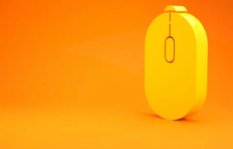 Yellow Computer mouse gaming icon isolated on orange background. Optical with 스톡 일러스트