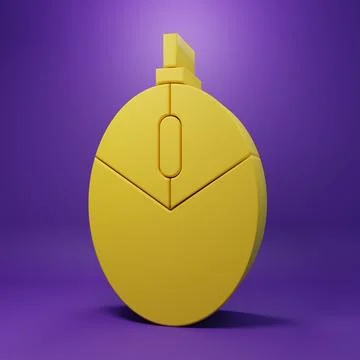 Yellow Computer mouse gaming icon isolated on purple background. Optical wi.. Illustrazione stock