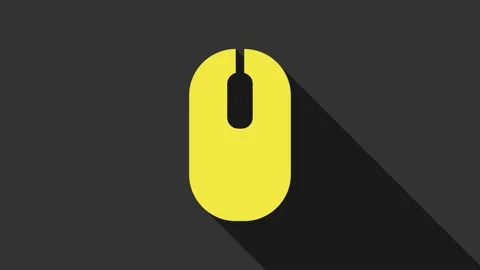 Yellow Computer mouse icon isolated on grey background. Optical with wheel Stock Footage 147704261