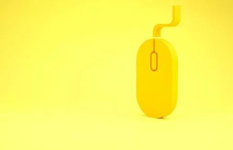 Yellow Computer mouse icon isolated on yellow background. Optical with wheel  스톡 일러스트