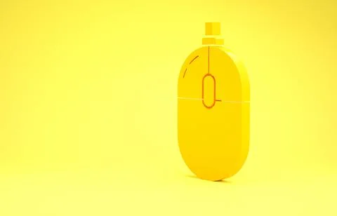 Yellow Computer mouse icon isolated on yellow background. Optical with wheel  스톡 일러스트