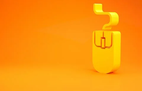 Yellow Computer mouse icon isolated on orange background. Optical with wheel  Stock Illustration