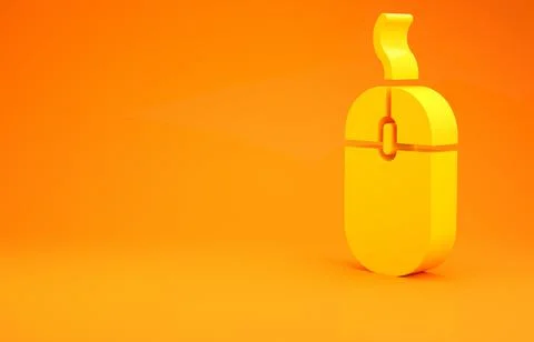 Yellow Computer mouse icon isolated on orange background. Optical with wheel  Stock Illustration
