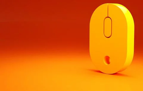 Yellow Computer mouse icon isolated on orange background. Optical with wheel  Stock Illustration