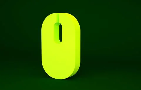 Yellow Computer mouse icon isolated on green background. Optical with wheel s Stock Illustration