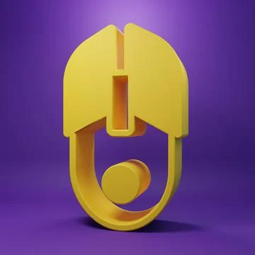 Yellow Computer mouse icon isolated on purple background. Optical with whee.. Stock Illustration