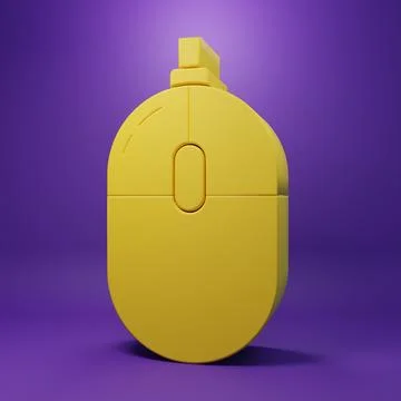 Yellow Computer mouse icon isolated on purple background. Optical with whee.. Stock Illustration
