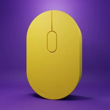 Yellow Computer mouse icon isolated on purple background. Optical with whee.. 스톡 일러스트