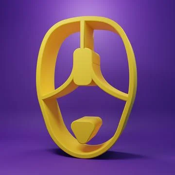 Yellow Computer mouse icon isolated on purple background. Optical with whee.. Illustrazione stock