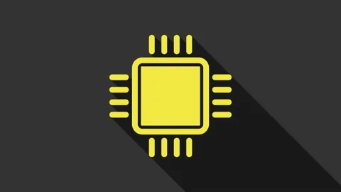 Yellow Computer processor with microcircuits CPU icon isolated on grey Stock Footage 147691151