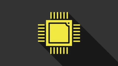 Yellow Computer processor with microcircuits CPU icon isolated on grey Stock Footage 147704275