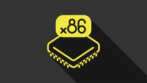 Yellow Computer processor with microcircuits CPU icon isolated on grey Stock Footage 155481518