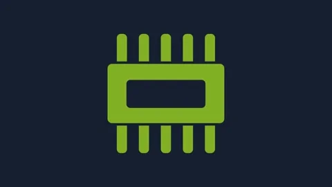 Yellow Computer processor with microcircuits CPU icon isolated on blue Stock Footage 232049357