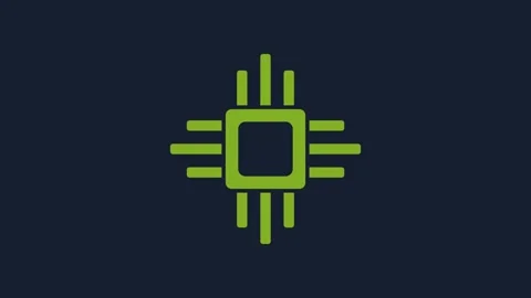 Yellow Computer processor with microcircuits CPU icon isolated on blue Stock Footage 232054859