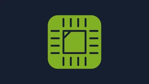 Yellow Computer processor with microcircuits CPU icon isolated on blue Stock Footage 232233579