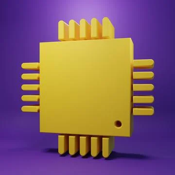 Yellow Computer processor with microcircuits CPU icon isolated on purple ba.. イラスト素材