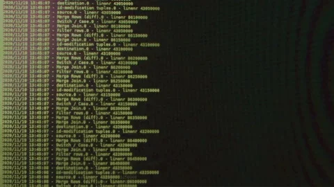 Yellow computer software code moving on a black monitor. Computer hacking in  Stock Footage 145690464