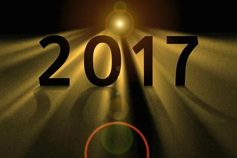 Yellow concept for 2017 in deep space Stock Illustration