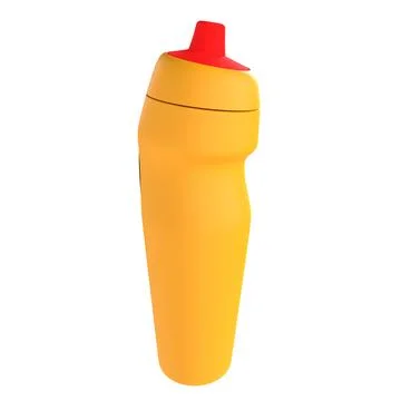 Yellow condiment bottle with red cap isolated on white background Stock Illustration