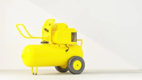 Yellow conditional air compressor in a beam of light Stock Illustration