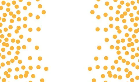 Yellow confetti background, polka dot vector illustration.Random spots hand-d Illustrazione stock