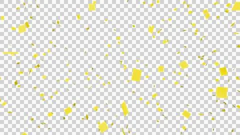 Yellow confetti over transparent background. 3D render. Stock Illustration