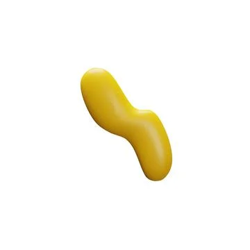 Yellow confetti scribble shape 3D plastic doodle icon, party popper, glossy Stock Illustration