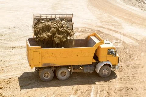 Yellow Construction bulldozer at Work Stock Photos