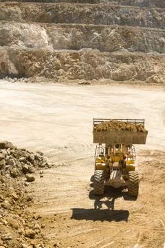 Yellow Construction bulldozer at Work Stock Photos