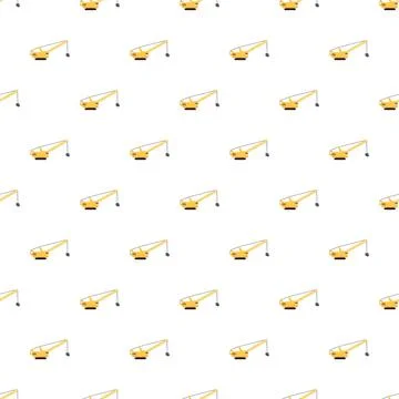 Yellow construction crane pattern creating seamless background Stock Illustration