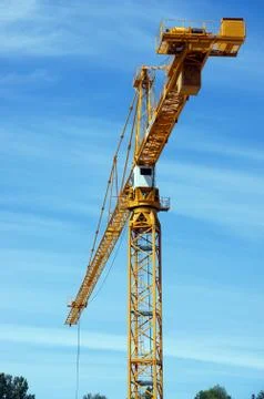 Yellow construction crane Stock Photos