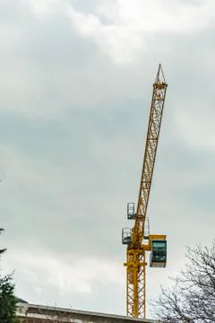 Yellow construction crane Stock Photos