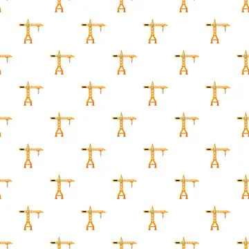 Yellow construction crane repeating pattern on white background Illustrazione stock