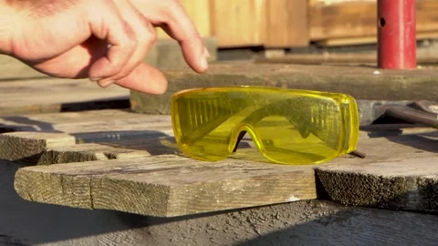 Yellow construction glasses 4K Stock Footage 320868535