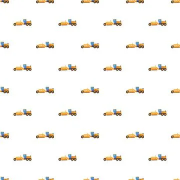 Yellow construction grader machine seamless pattern background Illustrazione stock