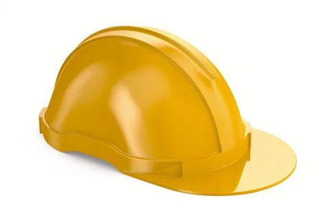 Yellow construction helmet on white background. Isolated 3D illustration イラスト素材