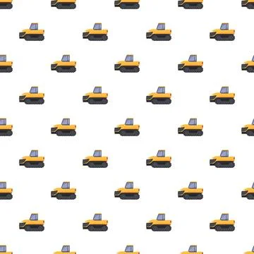 Yellow construction machines creating seamless pattern background Stock Illustration