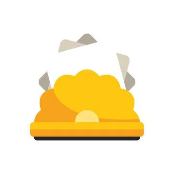 Yellow construction or mining hard hat with flying paper sheets Illustrazione stock