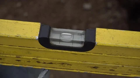 Yellow construction ruler with level Stock Footage 294179682