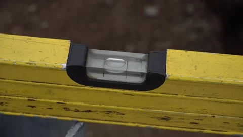Yellow construction ruler with level Stock Footage 294180316